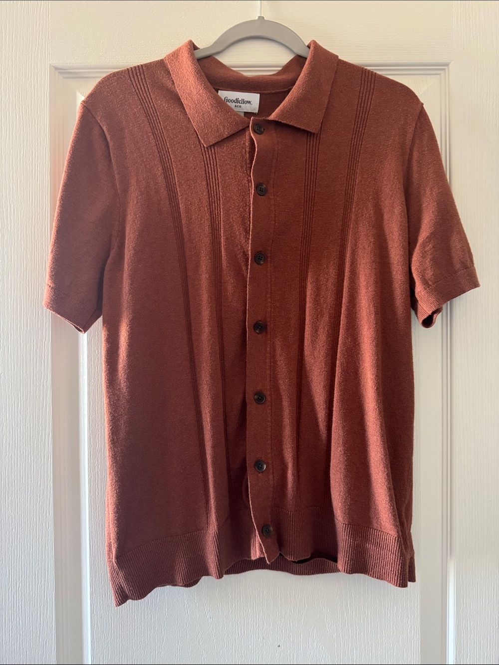 Goodfellow & Co Rust Short-Sleeve Button-Front Knit Shirt